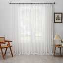 Off White Pinch Pleated Curtains 108 Inches Long 1 Panel Chiffon Sheer Curtains for Living Room Bedroom Semi Sheer Light Filtering Curtain & Drapes for Sliding Glass Door, W40 x L108