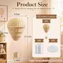 Baquler 1pcs Large Natural Rattan Hot Air Balloon Hanging Decor for Nursery, 21.65''H