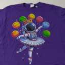 Ballerina Girl Space Astronaut T-Shirt (Small, Purple)