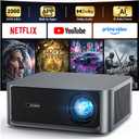 2000 ANSI Lumens Outdoor Projector with Built-in Streaming Apps, HAPPRUN 4K Decoding Movie Home Theater with Auto Focus, Dolby Audio, Wi-Fi Bluetooth, Compatible with Phone & PC, Indoor & Outdoor Use