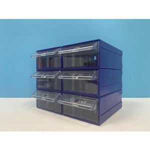 6 Pcs Drawer Stacking Storage Cabinet, Blue Plastic Drawers Storage Closet & 18 Pcs Clear Dividers Organizer Rack & 12 Pcs Tag Card for Home Office School