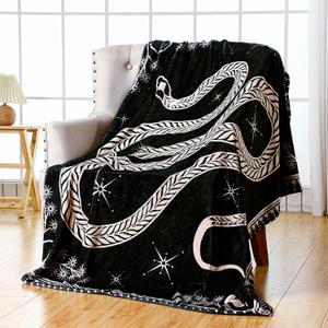 Buryeah Snake Throw Blanket Gothic Witch Gift Boho Witchy Occult Black Flannel Blanket Goth Birthday Halloween Christmas Room Decor for Couch Bed Sofa 50" x 60"