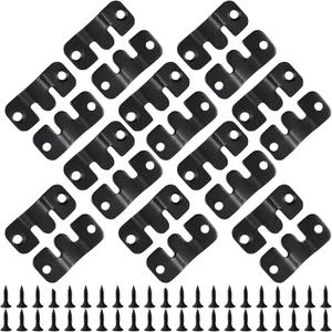 20PCS 1.69 x 0.75 inch Black Flush Mount Bracket Stainless Steel Interlock Hanging Buckle Z Clips Headboard Wall Mounting Brackets French Cleat Picture Hanger Heavy Duty with 40PCS Screws