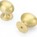 homdiy 20 Pack Solid Gold Cabinet Knobs 1-5/16 inch Oval Brushed Gold Drawer Knobs Kitchen Cabinet Handles for Cupboard Dresser