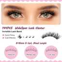 Lash Extension Kit Natural Volume Lash Clusters.8-16mm Waterproof Eyelash Extension Kit with Lash Bond and Seal, Remover, Tweezers and Eyelash Comb for a Natural Look(0.07D,144pcs, D Curl)