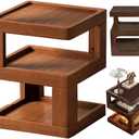 Walnut Side Table,Solid Wood Open Bedside Table, 3 Tier Nightstand Modern (13.7''(Width))