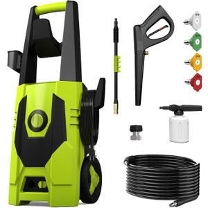 AgiiMan Electric Pressure Washer - 5100PSI Max 3.4 GPM Power Washer with 35FT Power Cord, 20FT Hose, Soap Tank, High Pressure Washer Electric Powerd Car Cleaning for Garden, Patios, Yard, Green