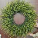 28'' Large Boxwood Wreath for Front Door Porch Window Artificial Boxwood Leaves with White Seed Greenery Outdoor Indoor Wreath for Home Farmhouse Wall Decor Spring Summer Fall All Seasons (Green)