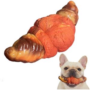 Dog Toy for Aggressive Chewers, Squeaky Croissant Chew Toys, Milk Flavor, Indestructible Nylon & Natural Rubber, Suitable for Small Medium Large Dog Breeds