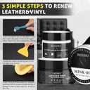 SEISSO Leather Repair Kit for Furniture, Black Vinyl Repair Kit with Mink Oil, Car Interior Leather Recoloring Balm for Scratches, Fading Shoes, Car Seat, Sofa