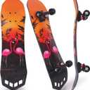Nattork 27"x 8" Complete Skateboard for Beginners Youth Teens Kids Boys or Girls with Plastic Deck ABEC 7 Bearings