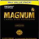 TROJAN Magnum Lubricated Large Condoms, Comfortable and Smooth Lubricated, Americas Number One Condom, 36 Count Pack