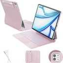 RAYMCRAFT for iPad Air 13-inch Case with Keyboard M4/M3/M2 (2026/2025/2024) & iPad Pro 12.9" (6th/5th/4th/3rd) Magic Keyboard, 11-Color Backlight with Safe Pencil Buckle, Multi-Touch Trackpad, Pink