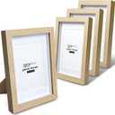 5x7 Shadow Box Frame, 4 Pack Picture Frame Set, Wall Picture Frame, Farmhouse Wood Rustic Picture Frames with Tempered Glass Gallery Wall Tabletop Display (Natural Wood, 5X7)