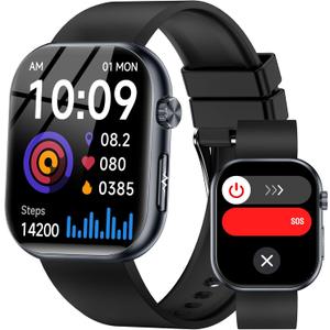Smart Watch for Men Women (Receive/Make Calls), 1.96" AMOLED Slim Sports Fitness Tracker, Heart Rate/Sp02/Sleep/Body Composition Monitoring, SOS, IP68 Waterproof, Pedometer for Android/iOS (Black) Smart Watch for Men Women (Receive/Make Calls), 1.96" AMOLED Slim Sports Fitness Tracker, Heart Rate/Sp02/Sleep/Body Composition Monitoring, SOS, IP68 Waterproof, Pedometer for Android/iOS (Black)