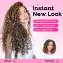 REECHO Curly Hair Extensions - 4PCS 18" GoGo Curly Clip in Hair Extensions 100% Super Protein Hairpieces with Invisible Lace Weft Silky Natural Look for Women - Chocolate Brown with Golden Highlights