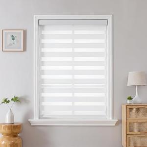 Amazon.com: Joydeco Cordless Zebra Blinds for Windows, Dual Layer Light Control Window Blinds with Light-Proof Aluminum Cover, Free-Stop Roller Shades for Home & Office (White,35" W x 75" H) : Home & Kitchen