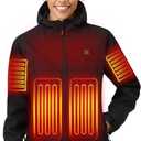 ULUSERN Heated Jacket for Women with 12V Battery Pack Included,Soft Shell Electric Heating Coat with 5 Large Heating Areas (Black, L)