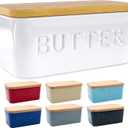 PriorityChef Extra Large Butter Dish with Lid for Countertop, Ceramic Butter Container With Airtight Cover, Butter Keeper for Counter or Fridge, Butter Holder Storage, White