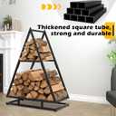 2-tier Firewood Rack Indoor winter Tree Log Holder 30 Inch (H) Heavy Duty Metal Firewood Storage Holder Stacker Organizer for Outdoor winter Fireplace Farmhouse Decor Housewarming Gift