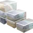 Set of 6 Clear Clothes Storage Bags Large Thicken Clothes Organizer Bins for Blanket,Sheets,Quilt,Folded Clothes,Sweater,Jeans, Closet Organizers and Storage 660L