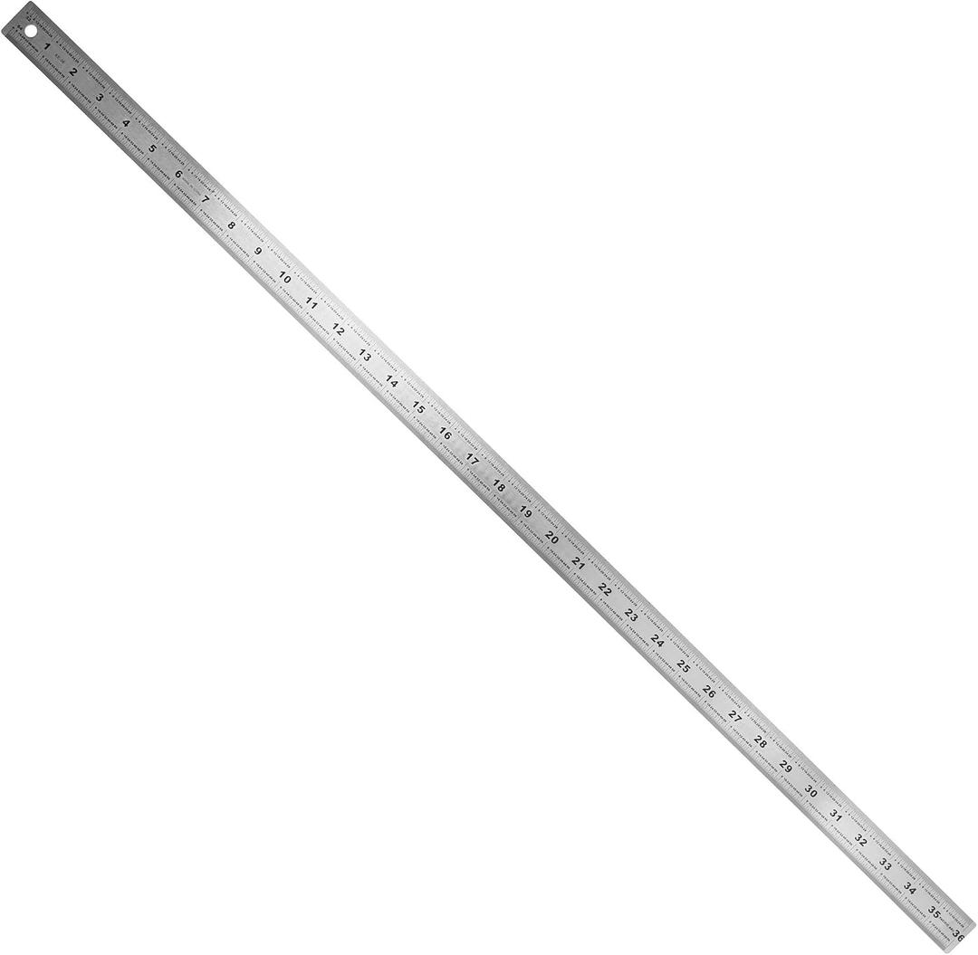 Pacific Arc Stainless Steel Ruler with 32nd and 64th Graduations, 36 Inches Rubber Backed
