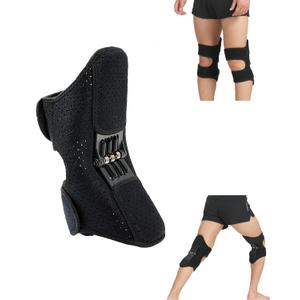 Professional Knee Booster Brace With Triple Spring Support Reinforced Carbon Steel Compression Spring Stabilizer, Climbing Stairs Squats Boosted Support for OA Knee Pain & Meniscus Tear 1 Pack (Black)