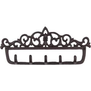 GASAR, Key Holder for Wall Mount, Cast Iron Key Hook, Victorian Design, Screws and Anchors, Large Size of 12 x 5 Inches, Brown, 1 Unit