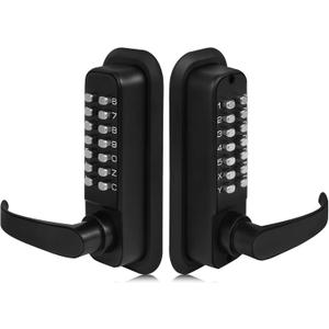 Upgrade Keyless Door Lock with Handle, Stainless Steel Waterproof Double Sided Keypad Lock (Black, Large Cushion)
