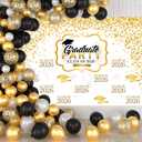 Graduate Party White Decorations Banner Backdrop 8x6 FT Gold Glitter Congrats Grad Background Class of 2026 Backdrops for Photoshoot Graduation Prom Banner Photo Booth Props