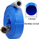 1-1/4" x 50 PVC Lay Flat Water Pump Discharge Hose With Aluminum Pin Lug Fittings, Heavy Duty Reinforced Pool Backwash Hose Assembly