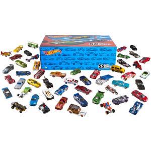 Hot Wheels Toy Cars & Trucks, 50-Pack of 1:64 Scale Vehicles, Individually Packaged
