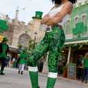 GTETKDE Womens St.Patricks Day Shamrock Clover Green Lucky Pants Tights Stretchy Leggings Skinny Pant for Yoga Running (Green, S)