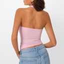 Trendy Queen Halter Tops for Women 2026 Summer Going Out Tops Backless Crop Sleeveless Workout Shirts Cute Y2k Clothes (Pink, XS)