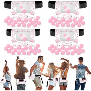 Lunmon 4 Sets Pink Bow Baby Shower Swing Shaking Balls Activity Set for Adult Novelty Twerk Includes 40 Balls, Ribbon & Cardboard Boxes Bridal Shower for Outdoors Indoors