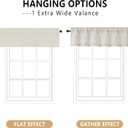 2 x OVZME Natural Valance for Windows, Light Filtering Faux Linen Textured Small Short Valance Kitchen Curtain, Dual Rod Pocket Top Short Window Curtain for Bathroom Basement Farmhouse, 1 Piece, 52Wx14L