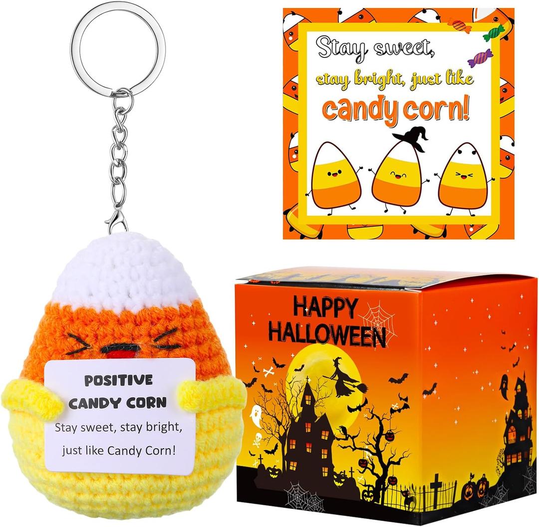 Christmas Stocking Stuffers Adopt Crochet Candy Corn Knitting Doll Gift with Gift Box Positive Card for Women