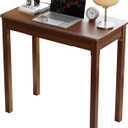 Solid Wood Desk with Drawers - 32 x 16 Inch Vintage Narrow Desks, Mid Century Modern Desks, Rubber Wood Study Table, Small Writing Desk for Bedroom|Small Spaces - Walnut Color, 31.5 in W x 15.7 in D
