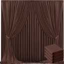 20ft x 10ft Brown Backdrop Curtain for Parties Wedding Brown Wrinkle Free Backdrop Drapes Panels for Baby Shower Gender Reveal Birthday Photo Photography Polyester Fabric Background Decoration