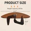 Triangle Glass Coffee Table, Smoked Tempered Glass Top with Black Sculptural Base, Mid Century Modern Center Table for Living Room, 42.5 Inch, 42.5"L × 28.5" D× 15.8"H