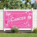7x5ft Breast Cancer Awareness Banner Backdrop October Breast Cancer Month Decorations Pink Ribbon Party Banner Butterfly Love Hope Faith Strength Party Charity Activities Fundraising