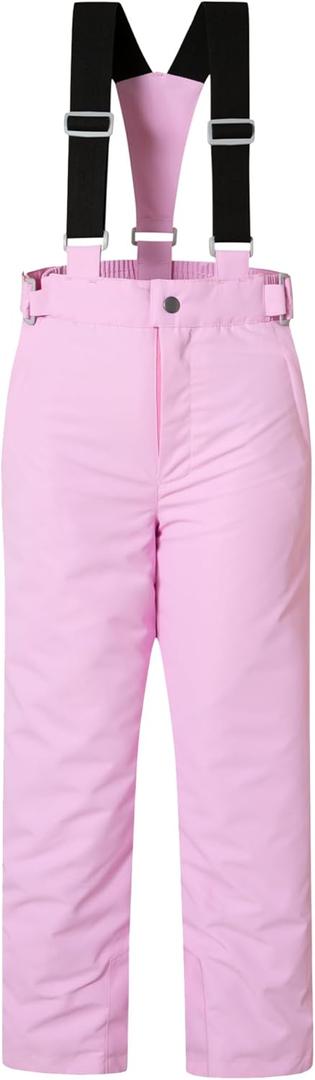 Kids Waterproof Snow Pants Winter Warm Skiing Snowboard Pants for Boys Girls (6-7 Years, Light Pink)