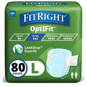 FitRight Adult Diapers, Ultra Heavy Absorbency, L (Waist Size 44in-56in), 80 Count, OptiFit Incontinence Briefs for Men and Women, Disposable, Moisture-Wicking, Leak Protection