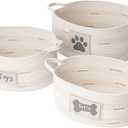 Dog Toy Storage Baskets – Set of 3 Oval Fabric Rope Organizer Bins for Pet and Household Storage, Multi-Sized with Easy-Carry Handles, Durable and Stylish, Charcoal Gray on Ivory