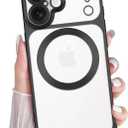 Clear Magnetic Phone Case for iPhone 17 Rectangle Black | Compatible with Magsafe, Scratchproof Lens Protection, Shockproof Reinforced Corners, Flexible TPU Matte Back, Slim Fit