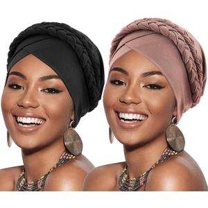 African Women Turban Caps Pre-Tied Twisted Turbans Head Scarf for Women Hair Wraps Cover Beanie Cancer Chemo Headwear