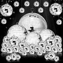 Hoolerry 65 Pcs Disco Balls Reflective Hanging Disco Ball Decorations Assorted Silver Ball for 70s Wedding Dance Music Ballroom Hall Props Club Stage Backdrop Props(12/6/ 4/3.2/2/ 1.2 in)