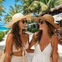 Garneck 2pcs Hawaiian Straw Hat: Woven Beach Sun Hats Packable Mexican Sombrero Headpiece for Luau Party Tropical Vacation Poolside Photos and Summer Travel