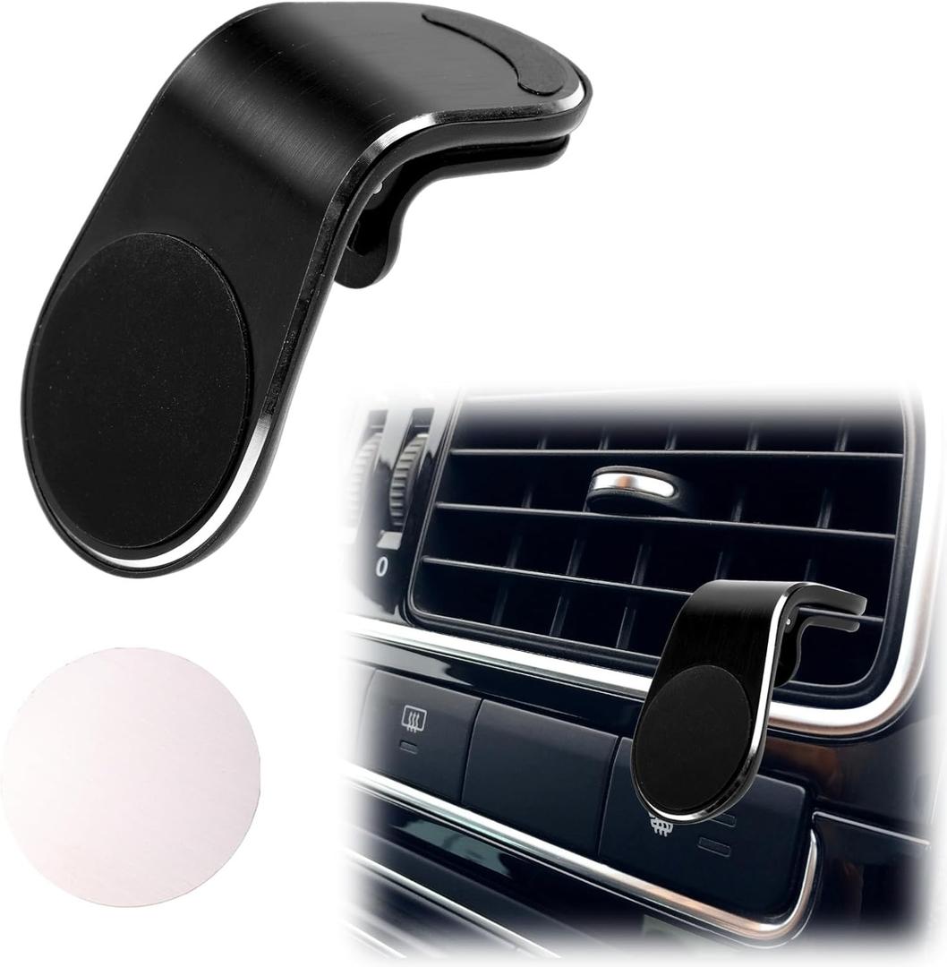 Lyreh Mobile Phone Navigation Magnetic Bracket, 360 Rotational L-Type Magnetic Car Mount Universal Phone Holder Air Vent Car Magnet Mount for All Smartphones (Black)