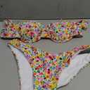 QJQ Women's 2 Piece Bathing Suit Disty Floral Halter Triangle Bikini Sets Sexy Cheeky High Waisted Swimsuit size M